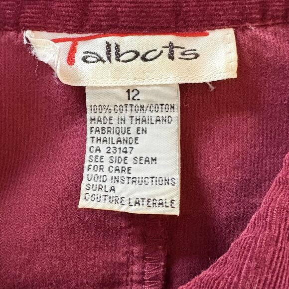 Vtg Talbots Women’s Maroon Corduroy Button Up Shirt Dress Long Sleeve Size 12 - Picture 9 of 13